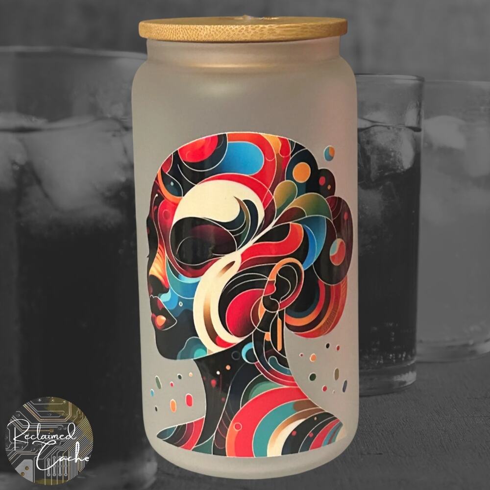 Vibrant Black Woman Frosted Glass #09